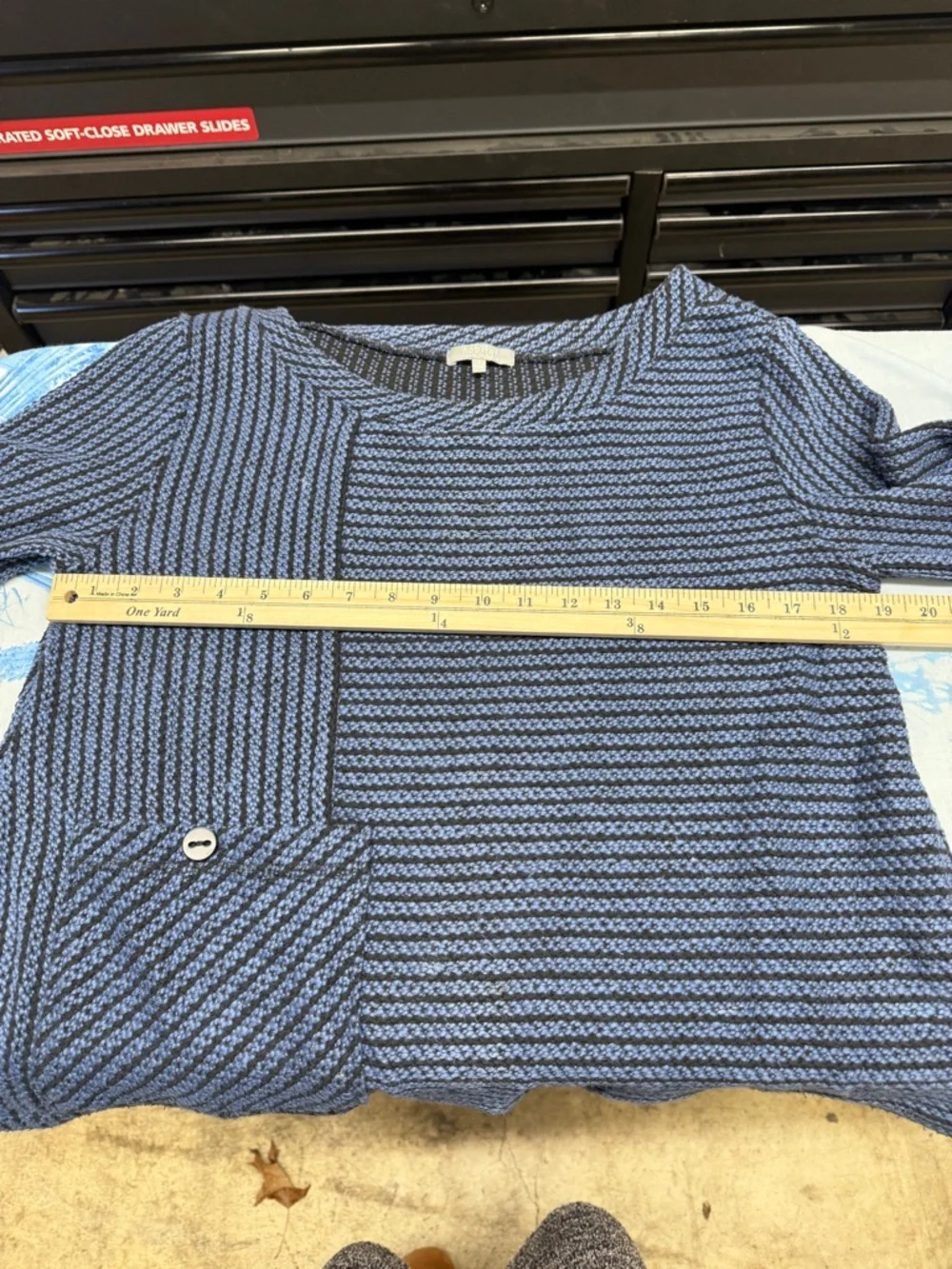 Habitat Clothes to Live In Textured Stripe Knit Top Blue Black Size S